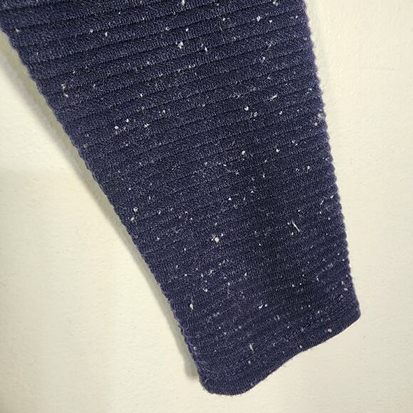 Loft Petite Womens Navy Blue Flecked Button Back Swing Dress XSP Long Sleeve - Picture 6 of 9